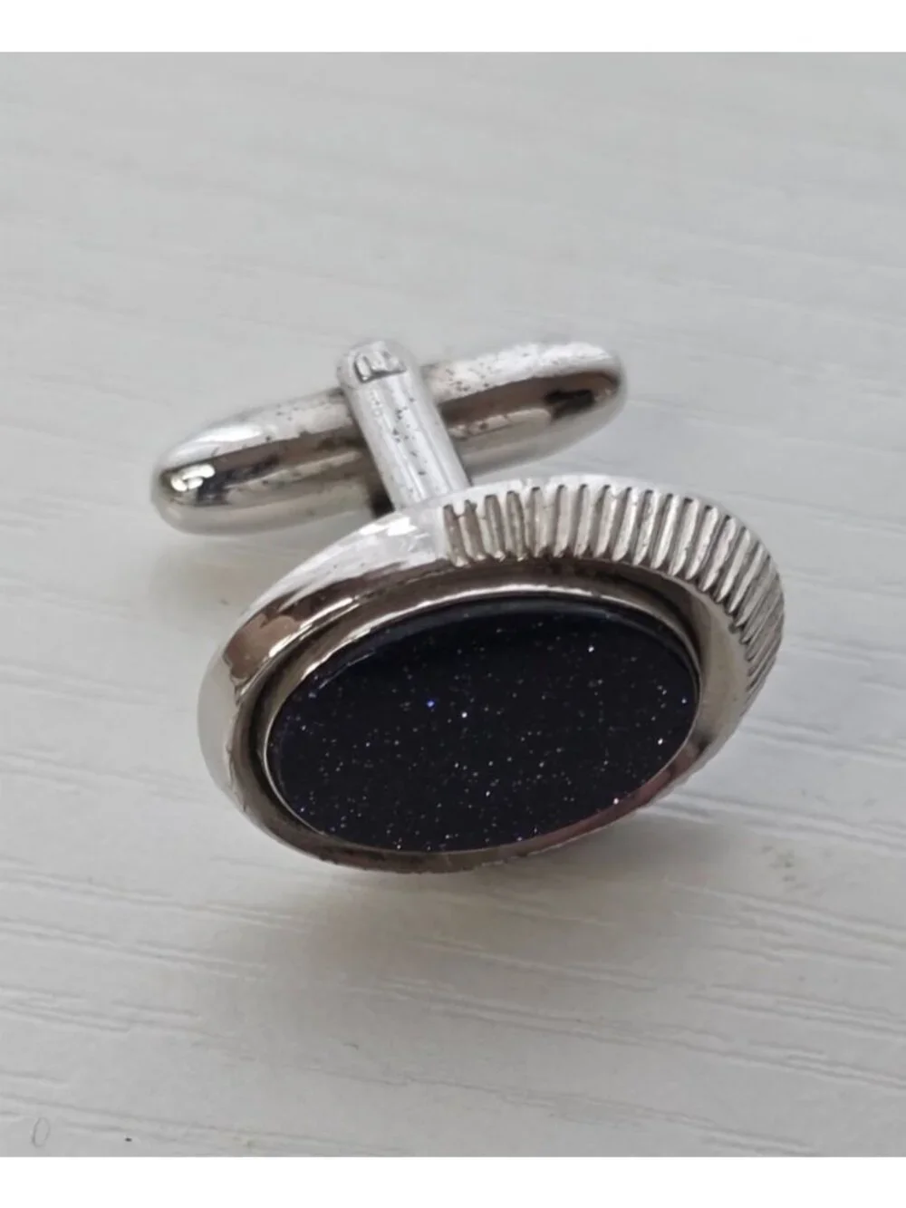 Vintage Mid-Century Blue Goldstone Cufflinks